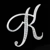 Hot Fashion 26 English Letter Brooch Pins Sparkling Crystal Silver Plated Alphabet Brooch Women Men Fine Jewelry Lover Gift