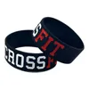 50 stks CrossFit Siliconen Rubber Armband 1 inch Wide Adult Size Black White voor Sport Promotionele Gift