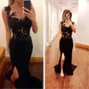Zroszony Aplikacja Prom Dresses Side Split Suknie Wieczorowe Zwiastowanie Neck Sweep Pociąg Plus Size Mermaid Sukienka Homecoming