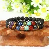 Nouveau Design de haute qualité perles de pierre de lave 7 Chakra pierre de guérison cours de Yoga Bracelet de méditation pour les Couples cadeau 270q