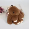 18cm Big Size Pompom REX Rabbit Cute Fur Keychain Pendant Holder For Women Pompoms Car Bag Key Ring