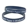 1pc Alert Typ 1 Diabetes Silikon Armband Vuxen Storlek Ett bra meddelande att bära i nödfall