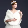 Grå Fourrure Bridal Wrap Bolero Stale Women Bridal Party Prom Shawl Cape Jacket Faux Fur Bolero Jackor för kvällsklänningar