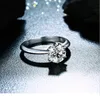 100% 925 Sterling Silver Bröllopsringar för Kvinnor Klassisk 6 CTON 1 CT Sona CZ Diamond Förlovningsring Ställer in Bridal Smycken