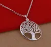 Articolo 925 Collana con ciondolo albero della vita placcato in argento alla moda più popolare da 18 pollici intera 212e