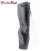 Wonderheel new ballet boots Knee High Laceup tacco 18cm con strano tacco opaco moda in pelle sexy fetish bloccaggio lucchetti stivali