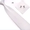 Halsband manchetknopen zakdoek set 19 kleuren heren streep stropdas 145 * 10 cm effen kleur stropdas voor vaderdag mannen zakelijke stropdas