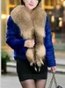 Ny Fashion vintern kvinnors stora äkta tvättbjörn pälskrage långärmad naturliga kaninpäls lyx kort päls casacos plus size 3XL godis färger