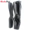 Wonderheel new ballet boots Knee High Laceup tacco 18cm con strano tacco opaco moda in pelle sexy fetish bloccaggio lucchetti stivali