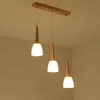 Japanskt massivt trä matsal ljuskronor glas horn restaurang hänge lampa enkel design bar räknare hängande belysningsarmaturer