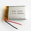 Modell 103040 3.7V 1200mAh Lithium Polymer LI-PO Uppladdningsbart batteri för MP3 DVD-dynan Mobiltelefon GPS-kraftkamera E-böcker omkodare