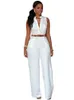 Europe America pure cardigan double pockets round collar sleeveless jumpsuits suit women have belt Support mixed batch