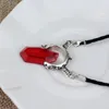 Wholesale- NIANA Wholesale Trendy Necklace Cosplay DMC Devil May Cry 5 Dante Pendant Red GEM Gift PU Leather Resin Necklaces