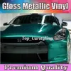 Emerald Green Gloss Metalik Şeker Vinil Araba Sarma Film Hava Kanalı Metalik Parlak Sticker Araba Stil Döküm Folyo Boyutu 1.52x20m/Rulo