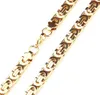 High Qulaity Gold Tone rostfritt stål Fashion Flat Byzantine Chain Halsband 8mm 24 '' Kvinnors gåva smycken för 307K