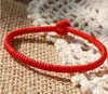 Saf el dokuması otantik Tibet tarzı dokuz King Kong tarafından düğüm çift Benming Çince düğüm kırmızı halat bilezik 3 MM 16.5 cm