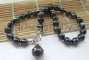 P671218quot Collier de perles d'eau douce baroques noires de 13 mm, pendentif en perles de coquillage 1560195