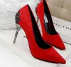 Womens high-heeled Suede Shoes pumps carved metal heel pointed Wedding Shoes 9colors drop lady christmas gift shipping