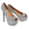 Dame magnifique discothèque chaussures de soirée Super talons hauts sandales femme chaussures habillées or mariage robe de mariée chaussures