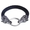Cordon de serpent de serpent argenté en gros bracelet bracelet bracelet en acier inoxydable en cuir réel bracelet