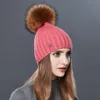 Fashion Vertical Stripes Winter Hats For Women Cashmere Knitted Hat Female High Quality Fur Pom Pom Autumn Warm Beanie211G