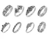 Vintage ring sets antiek zilver / goud gevuld olifant, gegraveerd uitgesneden blad 8 stks Womens Knuckle ring sets vingernagel ring sets