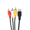 2pcs/lot Freeshipping 5FT 1.5m Male to Male USB 2.0 To 3 RCA Audio Video AV Adapter Cable Cord