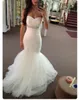 Sexy Mermaid Wedding Dresses Ivory Bridal Gowns Strapless Sparkling Sash Sweep Train Wedding Gowns Lace-up/Zipper Back