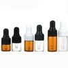 Lege Mini Essential Oil Bottle 1 ml 2 ml 3 ml Amber Clear Glass Drompper flessen met zwarte witte dop