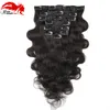 Hannah product Clip In Wavy Human Hair Cilp In Extensions Human Hair Clip On Extensions 10-26" Real Natural Hair Clip Body Wave