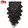 Hannah 10-26 Zoll 200G Vollkopf-Clip-In-Echthaarverlängerungen, gewelltes Malaysia-Remy-Haar, 100 % Echthaar-Clip-Ins