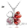 Fashion Romantic Austria Crystal Clover Flower high quality Pendant Necklace multi color necklace 10 color options ~a445