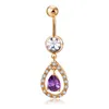 18K Or Jaune Plaqué Rouge / Blanc CZ Cristal Teardrop Body Piercing Belly pour Filles Femmes P0179