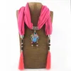 Vintage long tassel infinity scarves alloy flower pendant scarf jewelry necklace scarves for women1378955