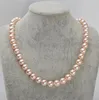 9-10mm pärlor halsband rosa naturliga pärlhalsband 17 tum 925 silverlås