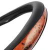 AUTOYOUTH Car Steering Wheel Cover Small Black Lychee Pattern Crescent Wood Grain Universal 38cm /15 inch Car Styling for Toyota