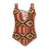 Costumi da bagno africani Costumi da bagno retrò taglie forti Costume da bagno intero con cavezza dorata da donna costume da bagno di grandi dimensioni ritagliato feminino monokini biquinis