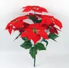 Bouquet falso a buon mercato artificiale Red Poinsettia fiore di seta velluto Poinsettias fiore per la casa del partito della decorazione di Natale