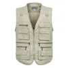 Wholesale- 4XL 5XL Spring Autumn Men Plus Size V-neck Casual Vests Male Big Size Multi-Pockets Waistcoats Outdoors Photography Vest D142