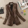 M-3xl Jacket Vintage Spring Women Plus Light Leopard Slim One Button Blazer Outwear костюм женская куртка CoA