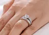 Ny varumärke av högsta kvalitet verklig 925 Sterling Silver Diamond Wedding Par Rings uppsättning för kvinnor Silver Bröllopsengagemang Fina 5035245