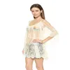 women summer beach lace crochet dress see through black white o-neck suspender dresses clothing for holiday281o