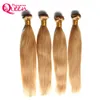 Väver #27 Honey Blonde Color Ombre Brasilian Straight Hair Bundles Ombre Virgin Human Hair Weaves 3 PCS Ombre Human Hair Extension