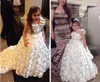 2017 Marca Novos vestidos da menina flor com Rose Party Train Pageant Comunhão Vestido para o casamento das meninas Kids / Vestido Crianças