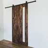 Klassisk rustik antik svart träskjutning ladugårdshårdvara inredning amerikansk rullande spårrulle set kit