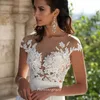 Bohemian Country Style Bianco Applique Lungo abito da sposa di alta qualità Una linea Chiffon in chiffon alto Slitta le donne indossare abito da sposa Plus Size