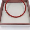 Pulseira Moments de Couro Trançado Simples - Vermelho Autêntico Prata Esterlina 925 Adequado Estilo Pandora Europeu Joias Amuletos Contas Andy Jewel 590705CRD-S3