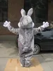 Högkvalitativa riktiga bilder Deluxe Grå Kanin Mascot Kostym Vuxenstorlek Fabriks Direkt Gratis frakt