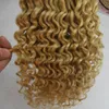 Blond Braziliaans haar Kinky Curly 100G 1PCS 613 Bleach Blonde Braziliaans haar Weave Bundels 1 st Remy Hair Weaving86918673481339