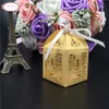 Venta al por mayor- 10PCS Caja de dulces de boda Embalaje de chocolate Torre Eiffel de París Caja de bodas personalizada Favores y regalos de Mariage Baby Shower